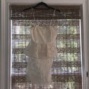 Staples off white dress with flowers.